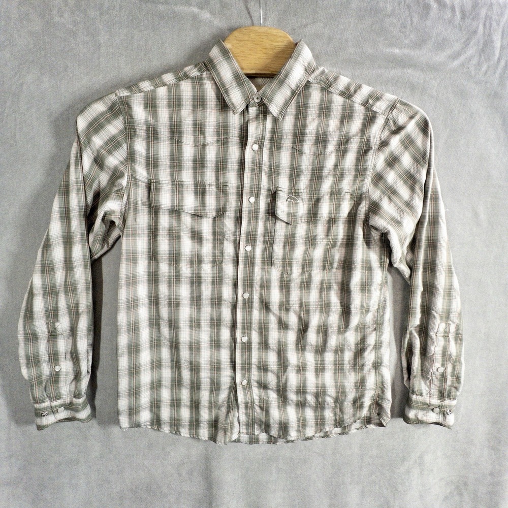 Simms Fishing Big Sky Pearl Snap Shirt Mens Medium Lake Outdoor Gorpcore Boating
